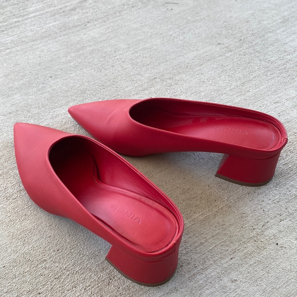 Vince Ralston Leather Mules in Red
